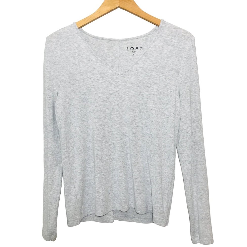 LOFT Marled Micro Ribbed Knit Top Size Medium